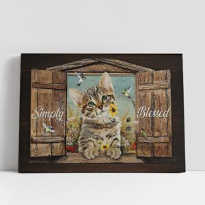 Christian Canvas Wall Art, Simply Blessed Cat…