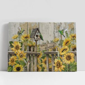 Christian Canvas Wall Art, Simply Blessed Sunflower…