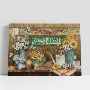 Christian Canvas Wall Art, Simply Blessed Sunflower…