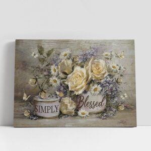 Christian Canvas Wall Art, Simply Blessed Vintage…