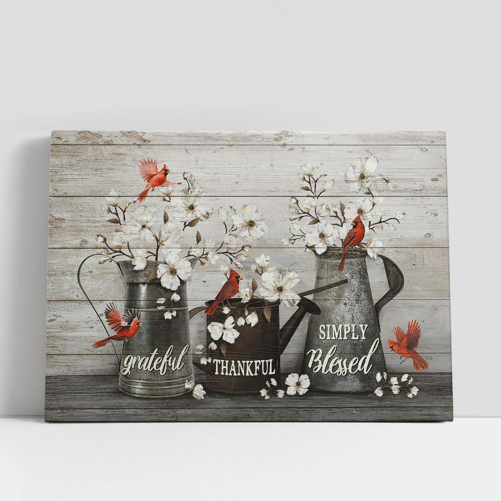 Christian Canvas Wall Art, Simply Blessed White Flowers Red Cardinals Canvas Art, Wall Decor Christian Gifts Christian Canvas Wall Art, Simply Blessed White Flowers Red Cardinals Canvas Art, Wall Decor Christian Gifts