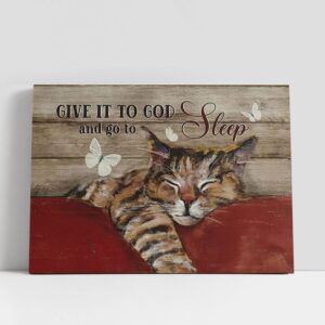 Christian Canvas Wall Art, Sleeping Cat Butterfly…