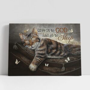 Christian Canvas Wall Art, Sleeping Cat Give…