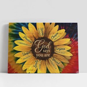 Christian Canvas Wall Art, Sunflower God Says You Are Canvas Art, Christian Canvas Art