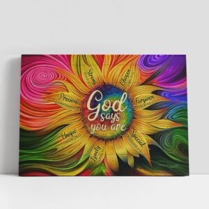 Christian Canvas Wall Art, Sunflower God Says You Are Unique Canvas Art, Christian Canvas Art
