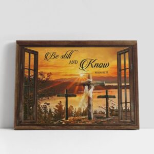 Christian Canvas Wall Art, Sunset Cross, Be…