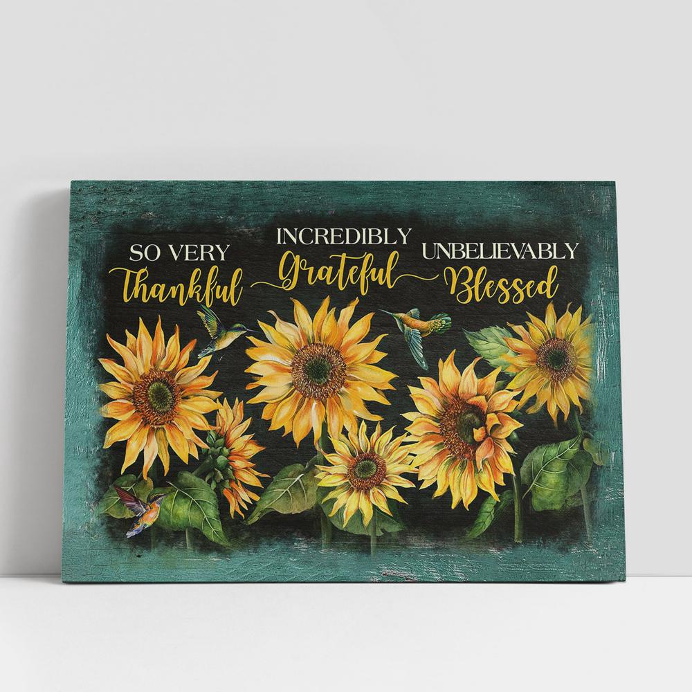 Christian Canvas Wall Art, Thankful Grateful Blesses Sunflower Hummingbird Canvas Art, Christian Canvas Art Christian Canvas Wall Art, Thankful Grateful Blesses Sunflower Hummingbird Canvas Art, Christian Canvas Art