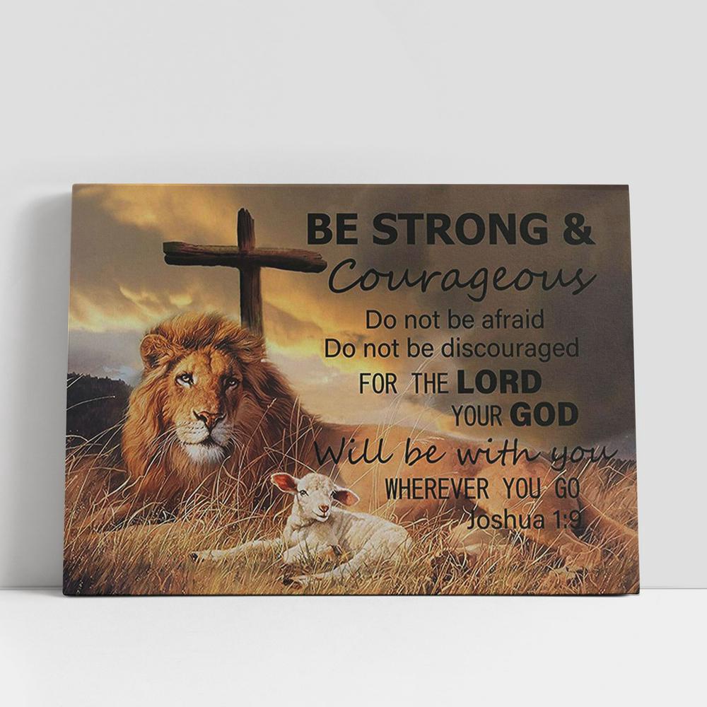 Christian Canvas Wall Art, The Lion Lamb Cross Be Strong And Courageous Canvas Art, Lion Canvas Wall Decor, Christian Canvas Art Christian Canvas Wall Art, The Lion Lamb Cross Be Strong And Courageous Canvas Art, Lion Canvas Wall Decor, Christian Canvas Art