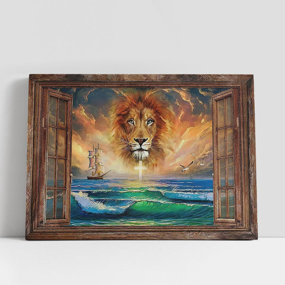Christian Canvas Wall Art, The Lion Ocean Beach Canvas Art, Lion Canvas Wall Decor, Christian Canvas Art Christian Canvas Wall Art, The Lion Ocean Beach Canvas Art, Lion Canvas Wall Decor, Christian Canvas Art