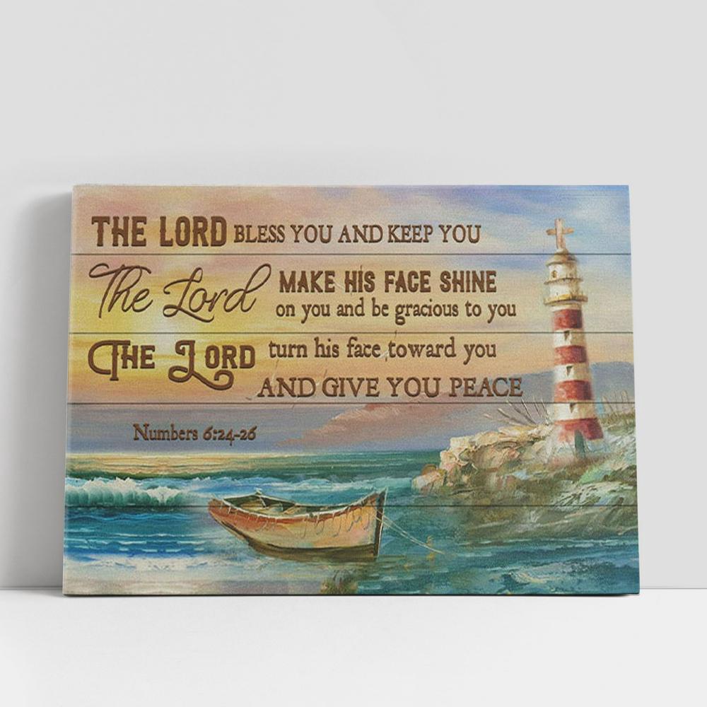Christian Canvas Wall Art, The Lord Bless You And Keep You Numbers 624-26 Bible Verse Canvas Wall Art, Christian Canvas Art