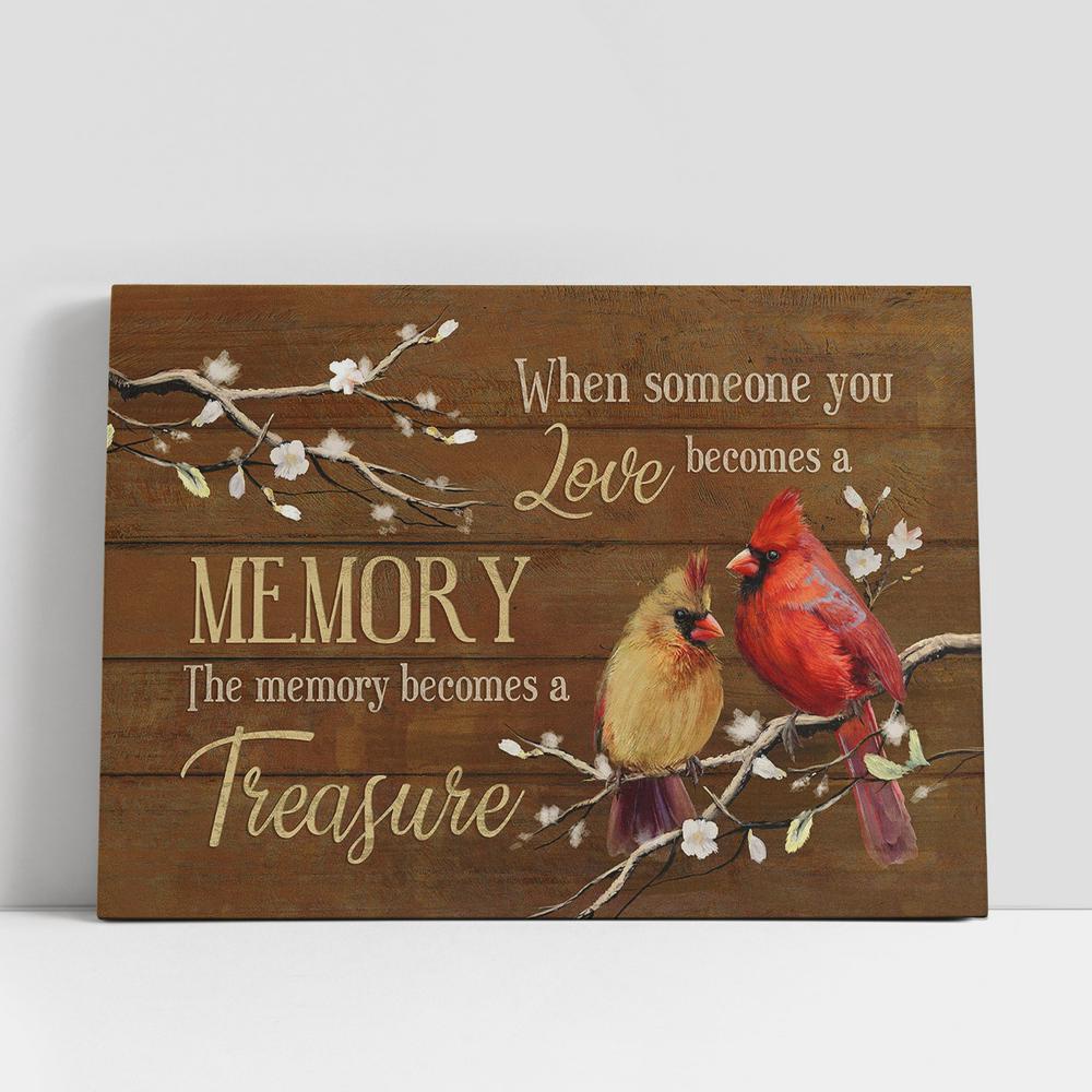 Christian Canvas Wall Art, The Memory Becomes A Treasure White Peach Blossom Cardinal Canvas Art, Christian Canvas Art Christian Canvas Wall Art, The Memory Becomes A Treasure White Peach Blossom Cardinal Canvas Art, Christian Canvas Art