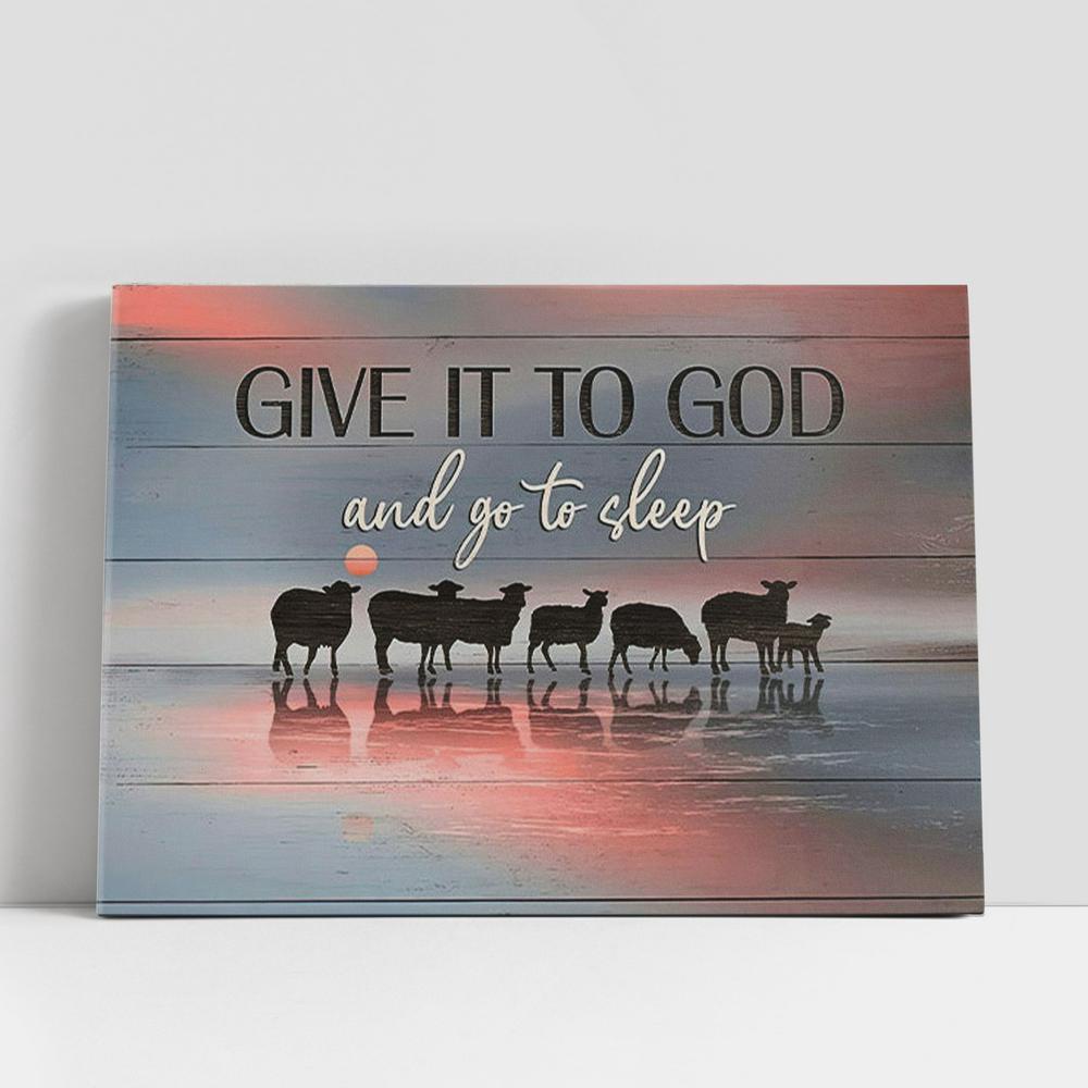 Christian Canvas Wall Art, The Sheep Give It To God And Go To Sleep Wall Art Canvas, Christian Canvas Art