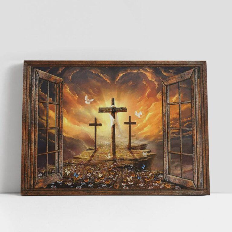 Christian Canvas Wall Art, Three Cross In The Way To Heaven Jesus Large