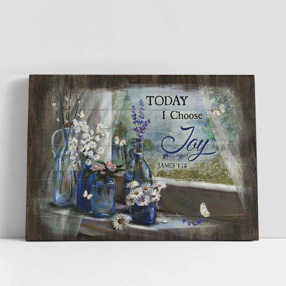 Christian Canvas Wall Art, Today I Choose Joy Baby Flower Lavender Canvas Wall Art, Christian Canvas Art