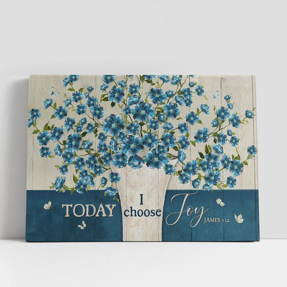Christian Canvas Wall Art, Today I Choose Joy Blue Flax Butterfly Wall Art Canvas, Christian Canvas Art Christian Canvas Wall Art, Today I Choose Joy Blue Flax Butterfly Wall Art Canvas, Christian Canvas Art