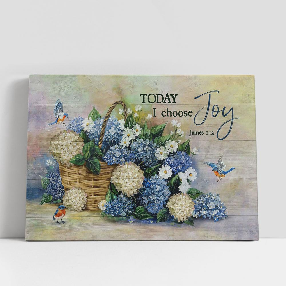 Christian Canvas Wall Art, Today I Choose Joy Blue Hydrangea Bluebird Wall Art Canvas, Christian Canvas Art Christian Canvas Wall Art, Today I Choose Joy Blue Hydrangea Bluebird Wall Art Canvas, Christian Canvas Art