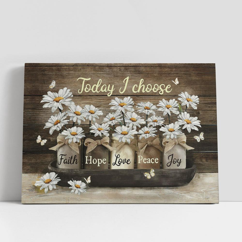 Christian Canvas Wall Art, Today I Choose Joy Daisy Flower White Butterfly Canvas Art, Christian Canvas Art Christian Canvas Wall Art, Today I Choose Joy Daisy Flower White Butterfly Canvas Art, Christian Canvas Art