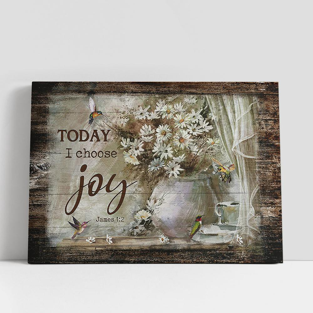 Christian Canvas Wall Art, Today I Choose Joy Daisy Hummingbird Canvas Art Decor, Christian Canvas Art Christian Canvas Wall Art, Today I Choose Joy Daisy Hummingbird Canvas Art Decor, Christian Canvas Art