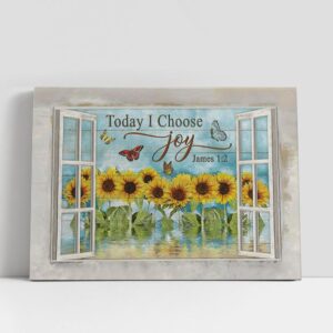 Christian Canvas Wall Art Today I Choose Joy Sunflower Garden Butterfly Canvas Art Christian Canvas Art 1 oaevj0.jpg