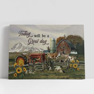 Christian Canvas Wall Art Today will be a great day Farm animals Sunflower Canvas Wall Art Christian Canvas Art 1 aamyx4.jpg