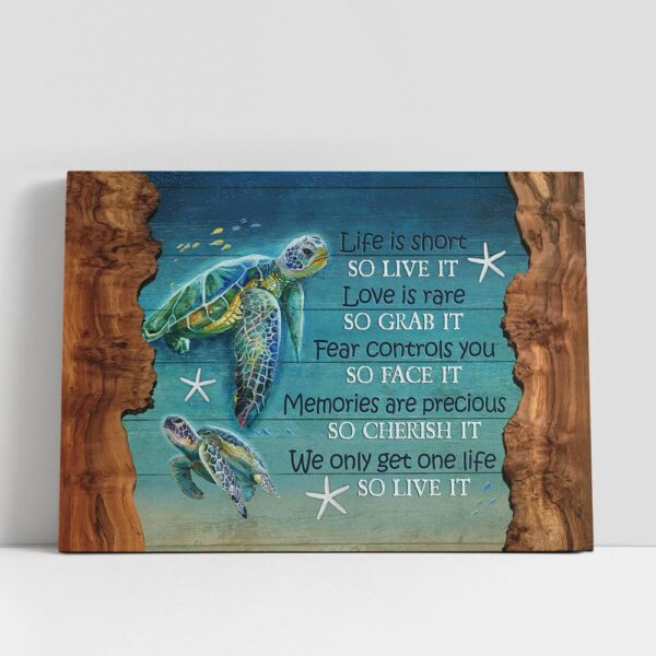 Christian Canvas Wall Art, Turtle Starfish We Only Get One Life So Live It Canvas Art, Christian Canvas Art