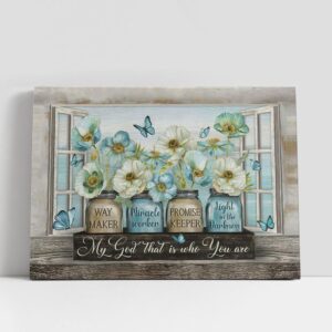 Christian Canvas Wall Art Way Maker Miracle Worker My God That Is Who You Are Pastel Jasmine Blue Butterfly Canvas Art Decor Christian Canvas Art 1 kmaklg.jpg