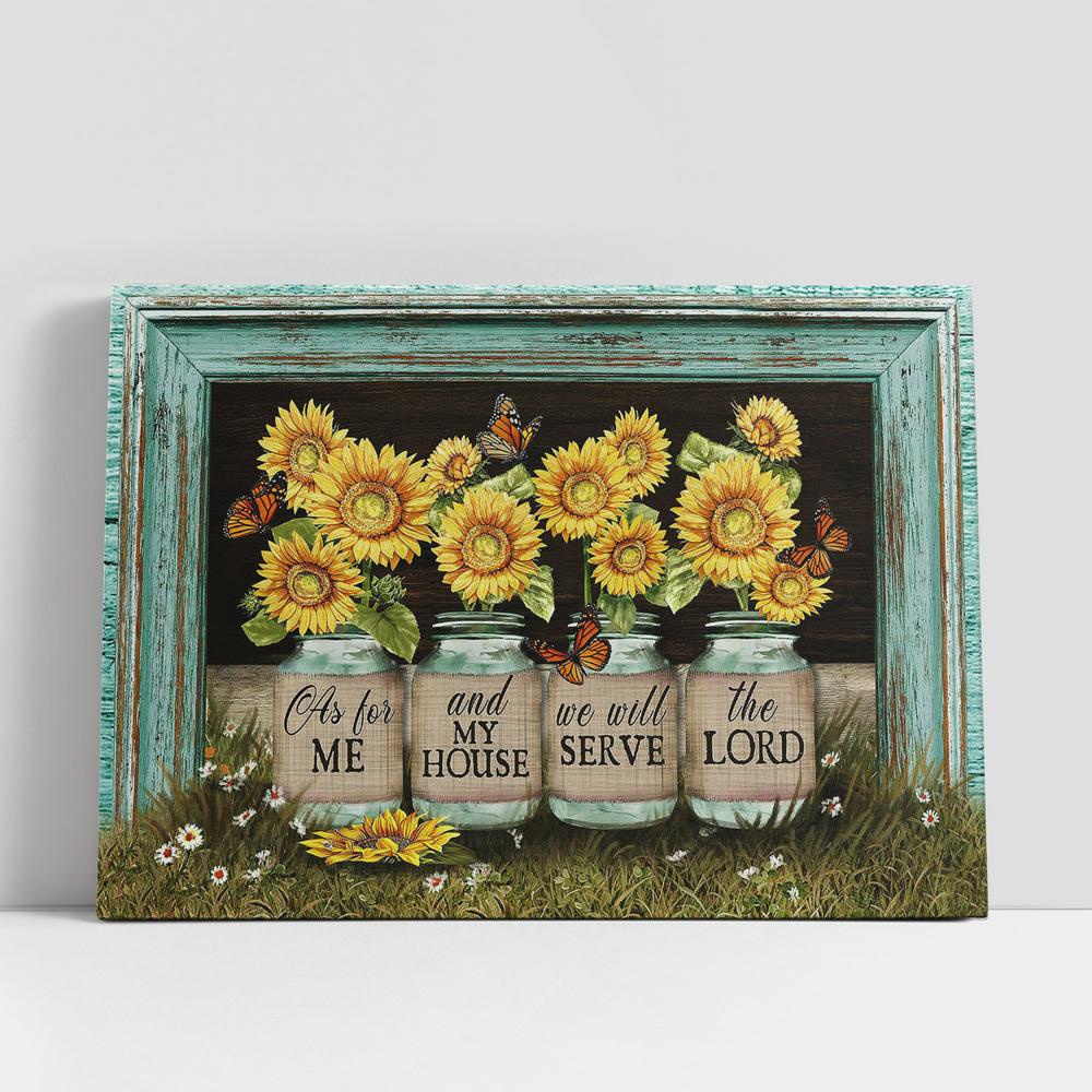Christian Canvas Wall Art, We Will Serve The Lord Sunflower Jars Butterfly Canvas Art, Christian Canvas Art Christian Canvas Wall Art, We Will Serve The Lord Sunflower Jars Butterfly Canvas Art, Christian Canvas Art