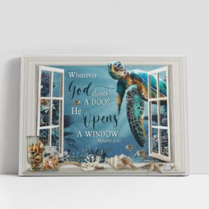 Christian Canvas Wall Art Whenever God Closes A Door He Open A Window Ocean Turtle Large Canvas Christian Canvas Art 1 kiqt0r.jpg