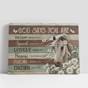 Christian Canvas Wall Art White Horse Daisy Flower God Says You Are Canvas Art Christian Canvas Art 1 gzh8h9.jpg