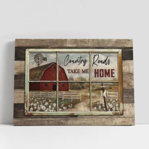 Christian Canvas Wall Art White Poppy Red House Country Roads Take Me Home Canvas Art Christian Canvas Art 1 p1zm9o.jpg