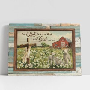 Christian Canvas Wall Art White Sheep Daisy Field Be Still And Know That I Am God Canvas Art Christian Canvas Art 1 nga7ce.jpg