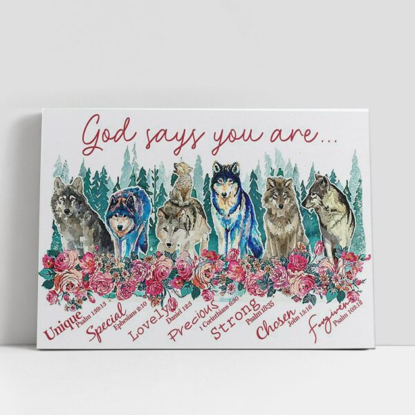 Christian Canvas Wall Art, Wolf God Says You Are Canvas Wall Art, Christian Canvas Art