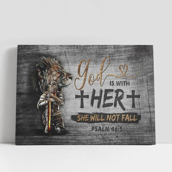 Christian Canvas Wall Art, Woman Warrior Lion God Is With Her Canvas Art, Christian Canvas Art