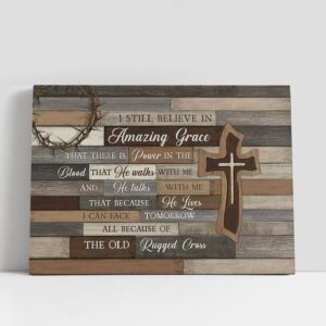 Christian Canvas Wall Art, Wooden Cross I…