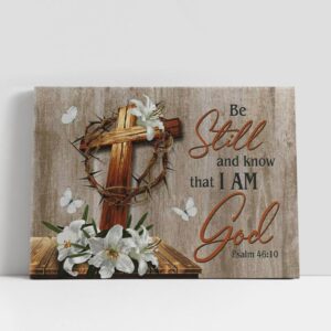 Christian Canvas Wall Art, Wooden Cross White…