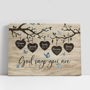 Christian Canvas Wall Art Wooden Heart Oldest Tree Blue Butterfly God Says You Are Unique Canvas Art Christian Canvas Art 1 udxtng.jpg