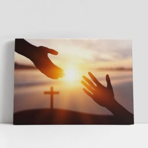 Christian Canvas Wall Art World Peace Day Concept Silhouette Jesus Reaching Out Hand Image Canvas Pictures Faith Art Christian Canvas Art 1 ckfaul.jpg