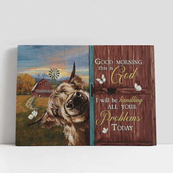 Christian Canvas Wall Art, Yak Cow Good Morning This Is God Canvas Art, Christian Canvas Art