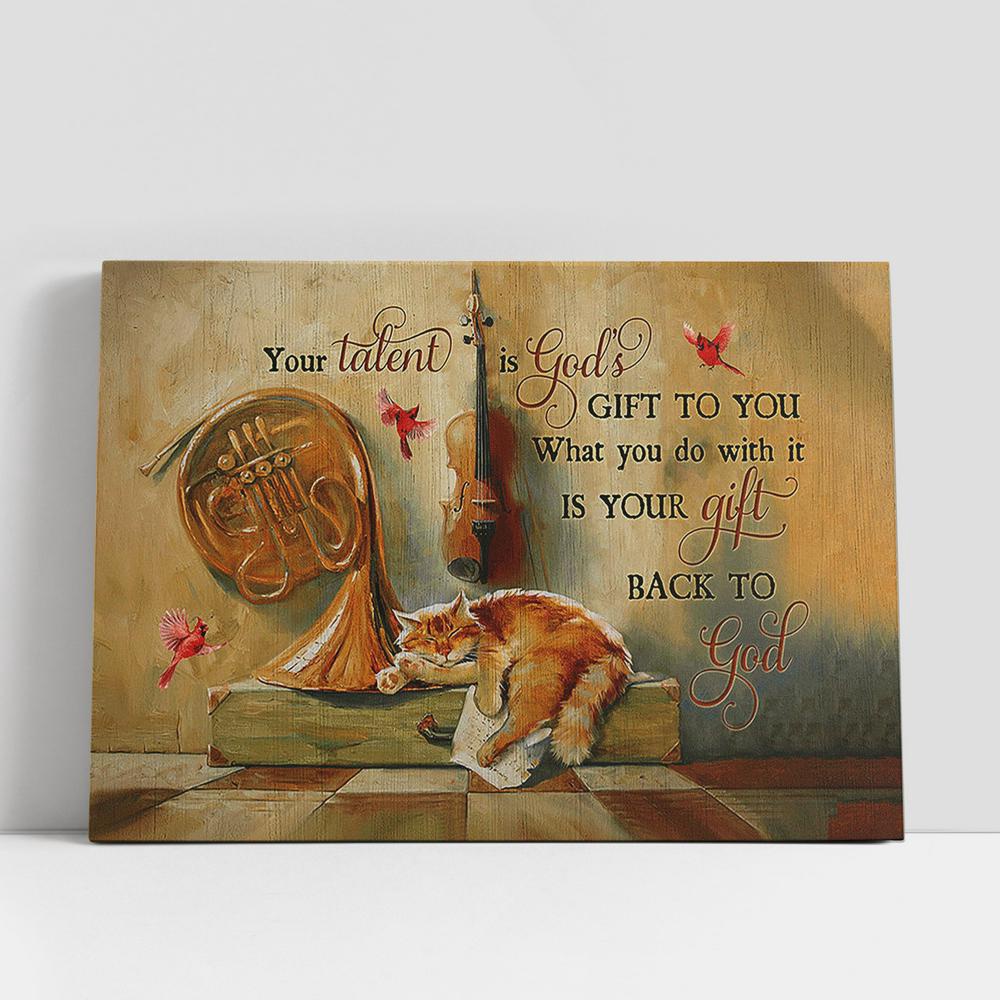 Christian Canvas Wall Art, Your Talent Is God’s Gift To You Sleeping Cat Red Cardinal Canvas Painting, Christian Canvas Art Christian Canvas Wall Art, Your Talent Is God’s Gift To You Sleeping Cat Red Cardinal Canvas Painting, Christian Canvas Art