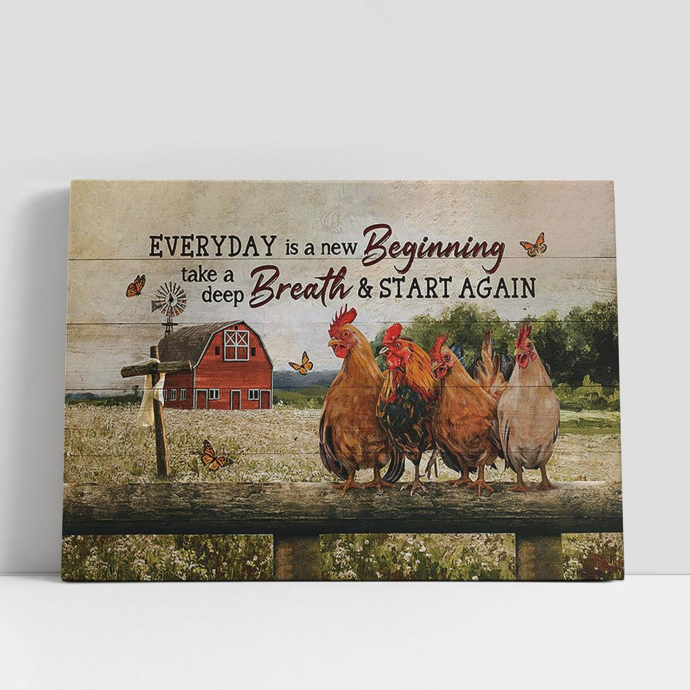 Christian Canvas Wall Art, rooster Everyday is a new beginning Canvas Wall Art Christian Canvas Wall Art, rooster Everyday is a new beginning Canvas Wall Art