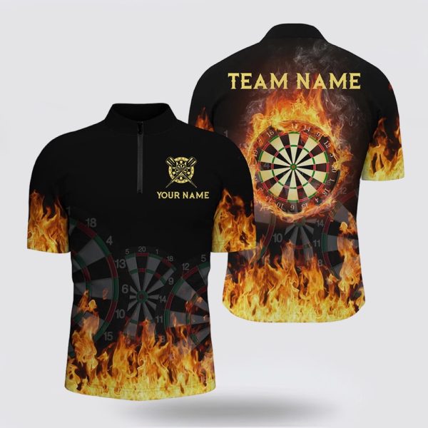 Dart Jerseys, 3D Fire Flame Dart Jerseys Cool Darts Team Jersey For Men, Custom Dart Jerseys