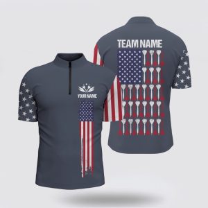 Dart Jerseys, American Flag Navy Dart Dart Jerseys Patriotic Darts Shirt For Men, Custom Dart Jerseys
