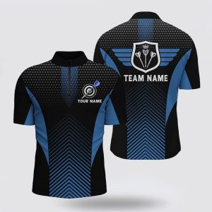 Dart Jerseys, Black Blue Geometric Dart Jerseys Cool Darts Shirt For Men, Custom Dart Jerseys