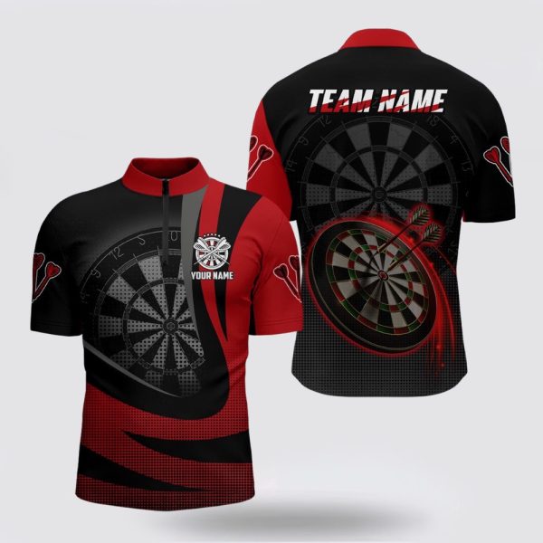 Dart Jerseys, Black Red 3D Dart Jerseys Cool Darts Team Jersey For Men, Custom Dart Jerseys