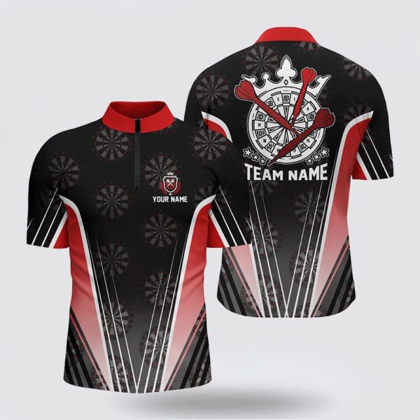 Dart Jerseys, Black Red Dart Jerseys Dart Team Shirt For Men, Custom Dart Jerseys