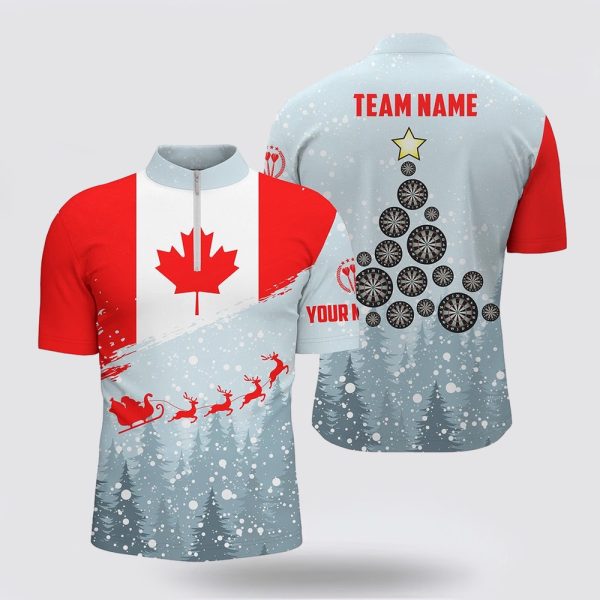 Dart Jerseys, Christmas Canada Flag Dart Jerseys Patriotic Mens Dart Shirt, Custom Dart Jerseys