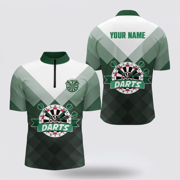 Dart Jerseys, Gradient Green Geometric Pattern Dart Jerseys Men, Custom Dart Jerseys