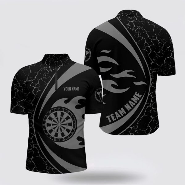Dart Jerseys, Grey Fire Flame Dart Jerseys Darts Shirt For Men Darts Team Jersey, Custom Dart Jerseys