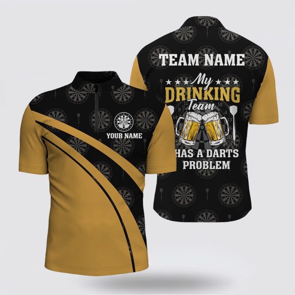 Dart Jerseys, My Drinking Team Beer Dart Jerseys Black Yellow For Men, Custom Dart Jerseys