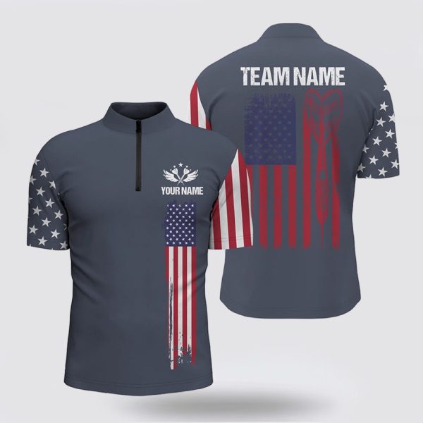 Dart Jerseys, Navy American Flag Dart Jerseys Patriotic Dart Shirts For Men, Custom Dart Jerseys